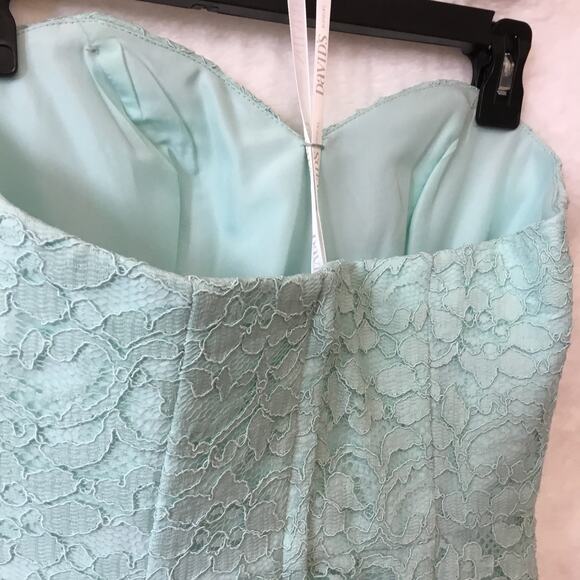 David’s Bridal Teal Short Strapless Lace Dress - Picture 11 of 16